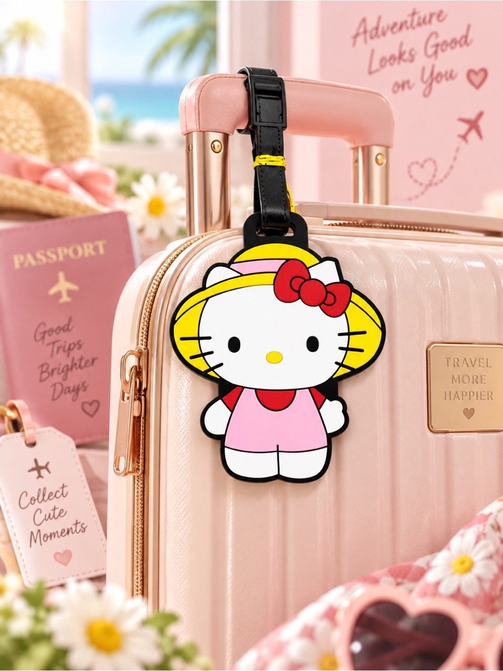 Hello Kitty Sun Hat Kawaii Luggage Tag NWT
